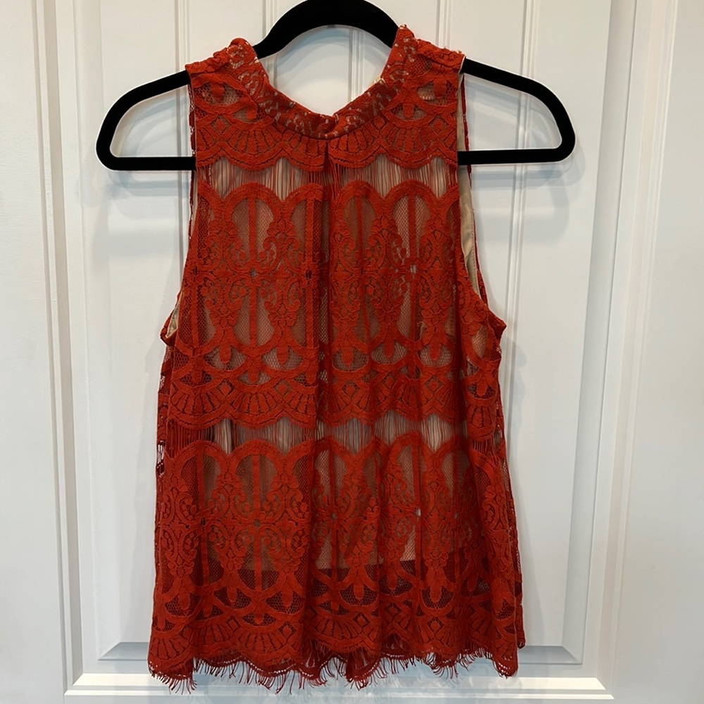 Love fire orange sleeveless blouse size medium